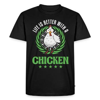 La vie est meilleure avec un poulet éleveur de poulets - T-shirt Premium bio Homme - noir - Devant - Nico (187cm)