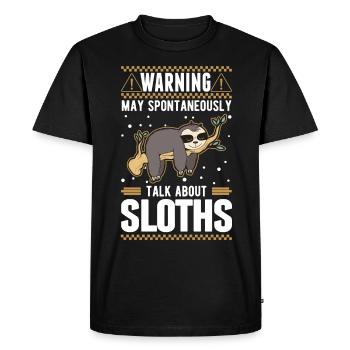 Avertissement de paresseux - T-shirt Premium bio Homme - noir - Devant - Nico (187cm)