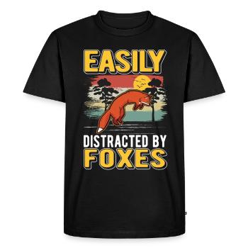 Easily distracted by Foxes Fuchs - Men's Premium Organic T-Shirt - black - Front - Nico (187cm)