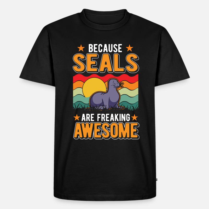 Robbe Geschenk Seelöwe - Männer Premium Bio T-Shirt - Schwarz