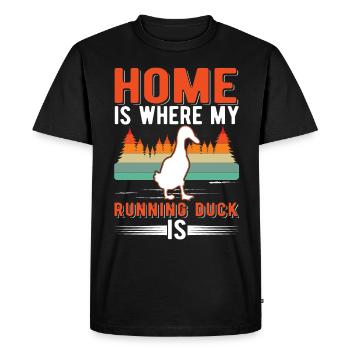La maison est l’endroit où mon canard qui court est Laufente - T-shirt Premium bio Homme - noir - Devant - Nico (187cm)