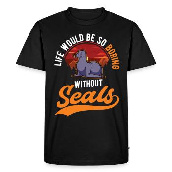 La vie serait si ennuyeuse sans Seal Sea Lion Robbe - T-shirt Premium bio Homme - noir - Devant - Nico (187cm)