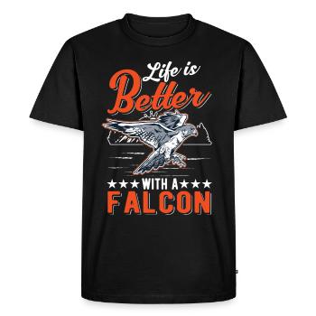 Life is better with a falcon falconer - Men's Premium Organic T-Shirt - black - Front - Nico (187cm)