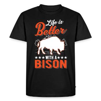 La vie est meilleure avec un buffle d’eau - T-shirt Premium bio Homme - noir - Devant - Nico (187cm)