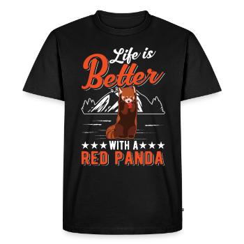 La vie est meilleure avec un panda roux - T-shirt Premium bio Homme - noir - Devant - Nico (187cm)