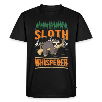 Faultier Flüsterer Sloth Whisperer - Men's Premium Organic T-Shirt - black - Front - Nico (187cm)