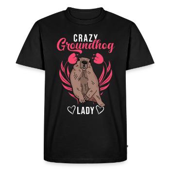Marmotte folle Femme Crazy Groundhog dame - T-shirt Premium bio Homme - noir - Devant - Nico (187cm)