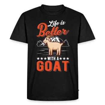 Life is better with a goat host - Men's Premium Organic T-Shirt - black - Front - Nico (187cm)