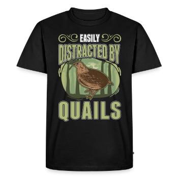 Easily distracted by Quails quail - Men's Premium Organic T-Shirt - black - Front - Nico (187cm)
