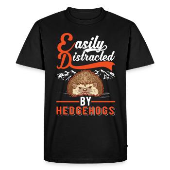 Easily distracted by Hedgehogs Igel - Men's Premium Organic T-Shirt - black - Front - Nico (187cm)