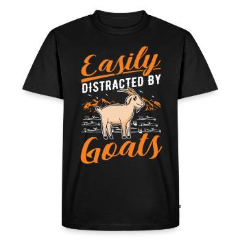 Facilement distrait par les chèvres Ziegenwirt Goat - T-shirt Premium bio Homme - noir - Devant - Nico (187cm)