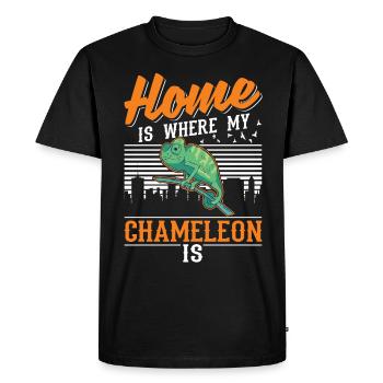 Caméléon Accueil Caméléon - T-shirt Premium bio Homme - noir - Devant - Nico (187cm)