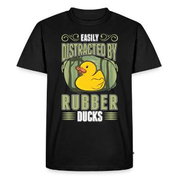 Facilement distrait par Rubber Ducks Rubber Duck - T-shirt Premium bio Homme - noir - Devant - Nico (187cm)
