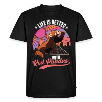 La vie est meilleure avec Red Panda de Red Panda - T-shirt Premium bio Homme - noir - Devant - Nico (187cm)