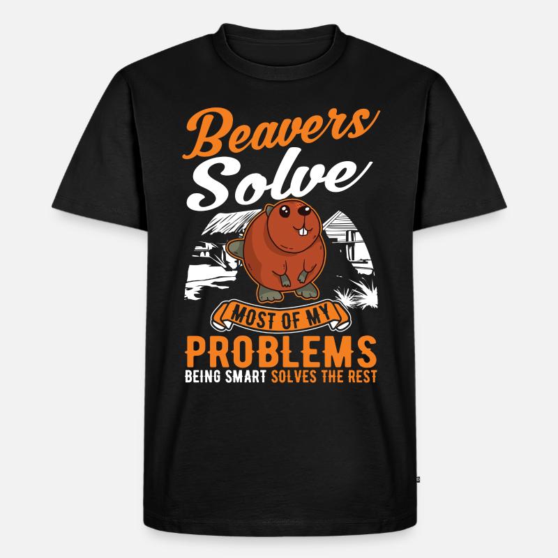 Biber Geschenk Biberdamm - Männer Premium Bio T-Shirt - Schwarz