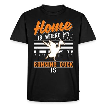 La maison est l’endroit où sont mes canards qui courent - T-shirt Premium bio Homme - noir - Devant - Nico (187cm)