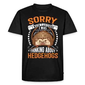 Hérisson épineux - T-shirt Premium bio Homme - noir - Devant - Nico (187cm)