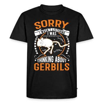 Gerbille Cadeau Rat de course mongol Gerbille - T-shirt Premium bio Homme - noir - Devant - Nico (187cm)