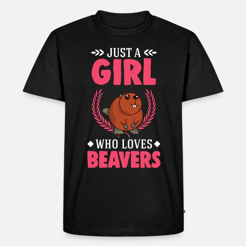 Biber Mädchen Biberdamm - Männer Premium Bio T-Shirt - Schwarz