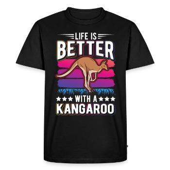 Life is better with kangaroos - Men's Premium Organic T-Shirt - black - Front - Nico (187cm)