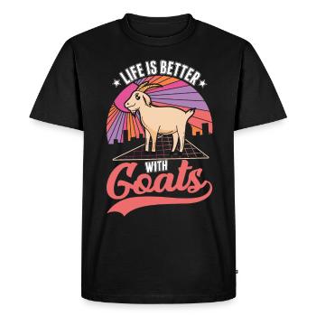 La vie est meilleure avec les chèvres hôte chèvre - T-shirt Premium bio Homme - noir - Devant - Nico (187cm)