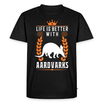 Life is better with aardvark - Men's Premium Organic T-Shirt - black - Front - Nico (187cm)