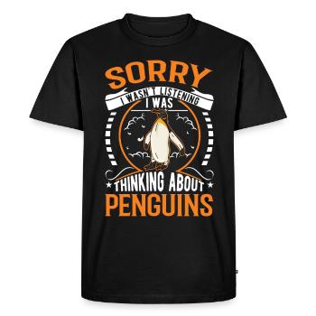 Pingouin Cadeau Pingouin Pingouin aux yeux jaunes - T-shirt Premium bio Homme - noir - Devant - Nico (187cm)