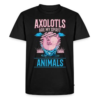 Axolotl Spirit Animal Tailed Amphibian - T-shirt Premium bio Homme - noir - Devant - Nico (187cm)