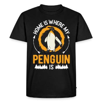La maison est l’endroit où se trouve mon pingouin - T-shirt Premium bio Homme - noir - Devant - Nico (187cm)