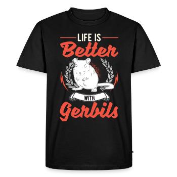 La vie est meilleure avec la gerbille de Gerbil - T-shirt Premium bio Homme - noir - Devant - Nico (187cm)