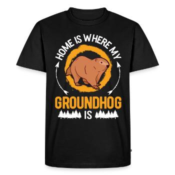 Groundhog Home Groundhog Day Marmot - Men's Premium Organic T-Shirt - black - Front - Nico (187cm)