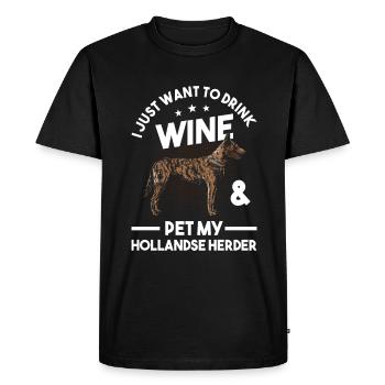 Hollandse Herder et le vin - T-shirt Premium bio Homme - noir - Devant - Nico (187cm)