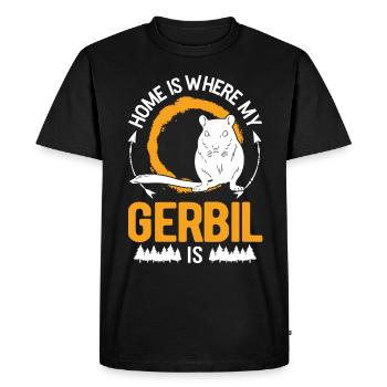 La maison est l’endroit où ma gerbille est Gerbille Gerbille - T-shirt Premium bio Homme - noir - Devant - Nico (187cm)