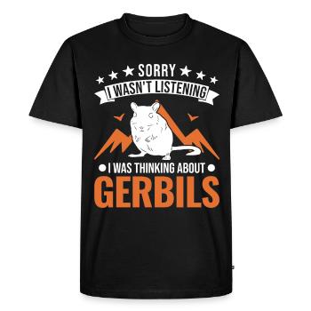 Gerbille Cadeau Rat de course mongol Gerbille - T-shirt Premium bio Homme - noir - Devant - Nico (187cm)