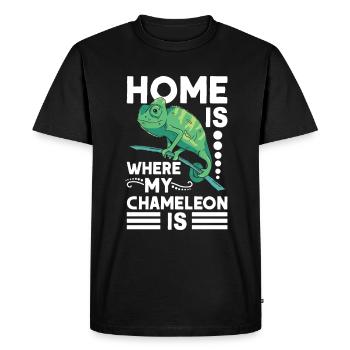Caméléon Accueil Caméléon - T-shirt Premium bio Homme - noir - Devant - Nico (187cm)