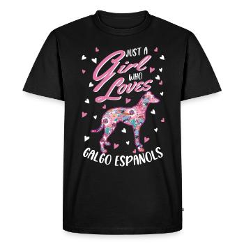 Galgo Espanol Fille Lévrier espagnol Galgo - T-shirt Premium bio Homme - noir - Devant - Nico (187cm)