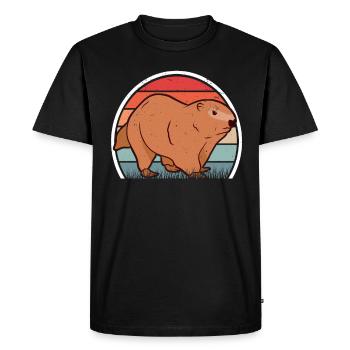 Marmotte Rétro Forest Marmotte Vintage - T-shirt Premium bio Homme - noir - Devant - Nico (187cm)