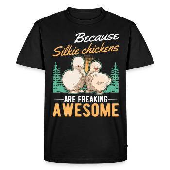 Parce que les poulets Silkie sont géniaux - T-shirt Premium bio Homme - noir - Devant - Nico (187cm)