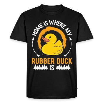 La maison est l’endroit où mon canard en caoutchouc est Canard grinçant - T-shirt Premium bio Homme - noir - Devant - Nico (187cm)
