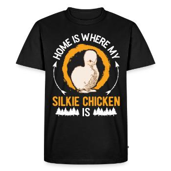 La maison est l’endroit où se trouve mon poulet en soie - T-shirt Premium bio Homme - noir - Devant - Nico (187cm)