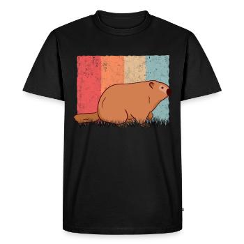 Marmotte Rétro Forest Marmotte Vintage - T-shirt Premium bio Homme - noir - Devant - Nico (187cm)