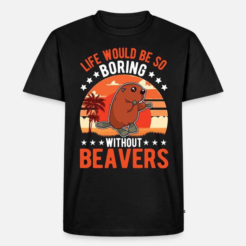 Biber Geschenk Biberdamm - Männer Premium Bio T-Shirt - Schwarz
