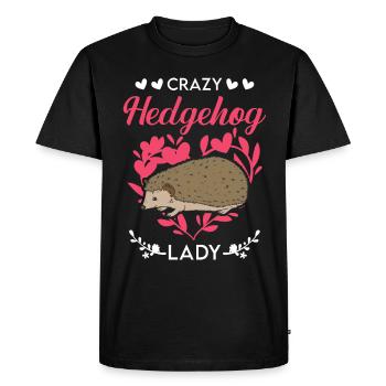 Crazy Hedgehog lady Hedgehog Prickly - Men's Premium Organic T-Shirt - black - Front - Nico (187cm)