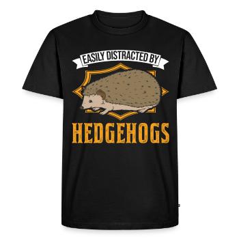Easily distracted by Hedgehogs Igel - Men's Premium Organic T-Shirt - black - Front - Nico (187cm)