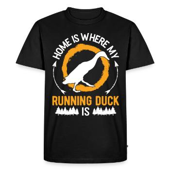 La maison est l’endroit où sont mes canards qui courent - T-shirt Premium bio Homme - noir - Devant - Nico (187cm)