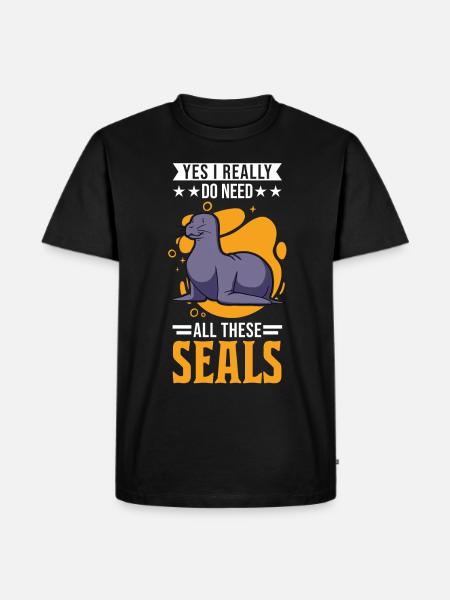 Robbe Geschenk Seehund Seelöwe - Männer Premium Bio T-Shirt - Schwarz