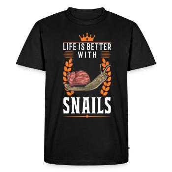 Life is better with a snail - Men's Premium Organic T-Shirt - black - Front - Nico (187cm)