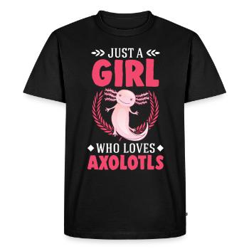 Axolotl Girl Tailed Amphibian - T-shirt Premium bio Homme - noir - Devant - Nico (187cm)