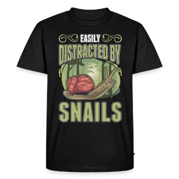 Facilement distrait par Escargots Escargot - T-shirt Premium bio Homme - noir - Devant - Nico (187cm)