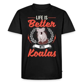 Life is better with a koala - Men's Premium Organic T-Shirt - black - Front - Nico (187cm)